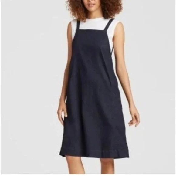 white christmas dresses Women's Pieced Denim Jumper Dress – Wash Lab – washlabshop
